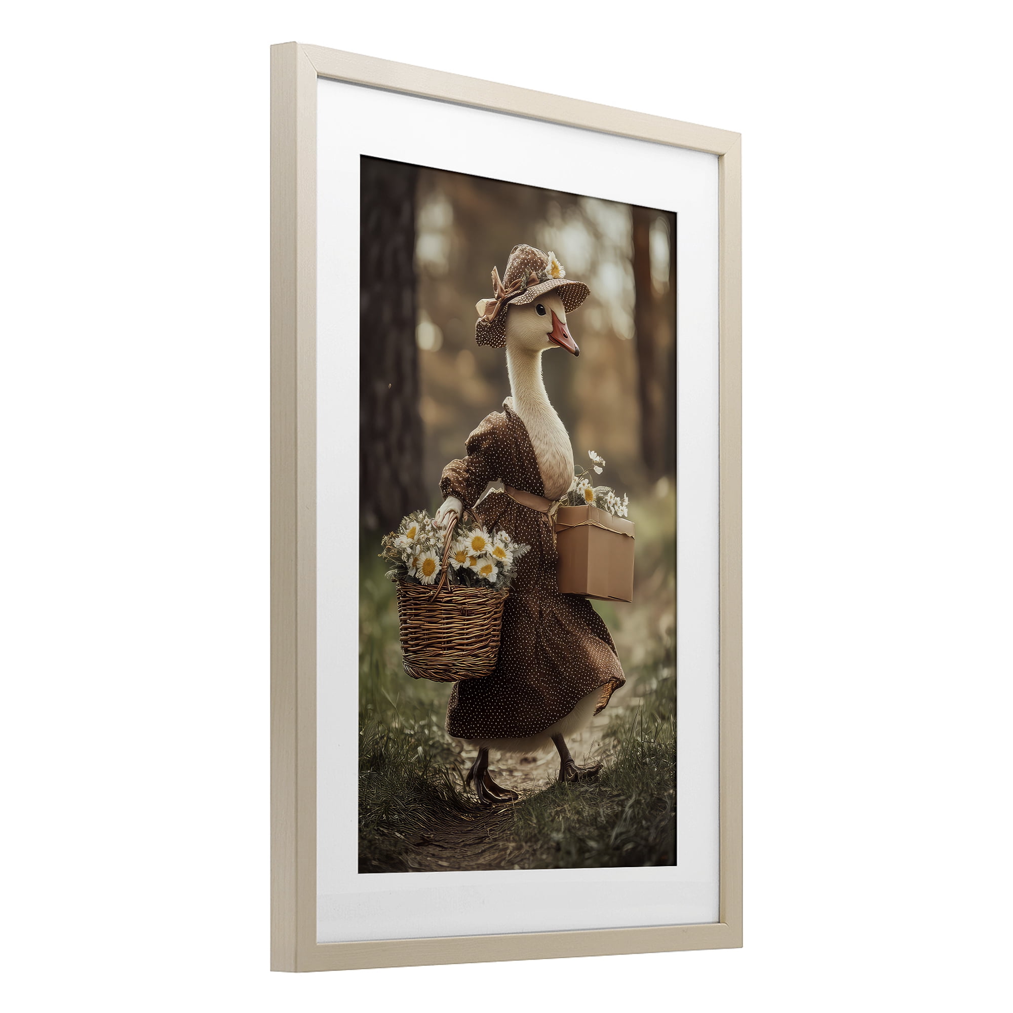 Stupell Industries Mother Goose with Flowers Birch Framed Print Under Glass, design by The Wands Want