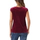 thumbnail image 3 of Blusa de terciopelo INSPIRE CHIC para mujer, con mangas cortas, básica, de cuello redondo, para oficina y casual, talla XS, color burdeos, 3 of 6