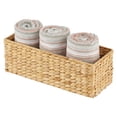 thumbnail image 3 of mDesign Woven Hyacinth Narrow Bathroom Toilet Tank Storage Basket, Natural/Tan, 3 of 7