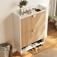 thumbnail image 7 of 46" Tall Shoe Cabinet with 2 Flip Drawers, Hidden Shoe Organizer, Slim Narrow Design, Freestanding for Entryway, Hallway & Closet Natural Wood, 7 of 7