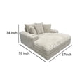 thumbnail image 5 of Benjara Ziv Oversized Cuddler Chaise, Plush Ribbed Beige Polyester Upholstery, 5 of 6