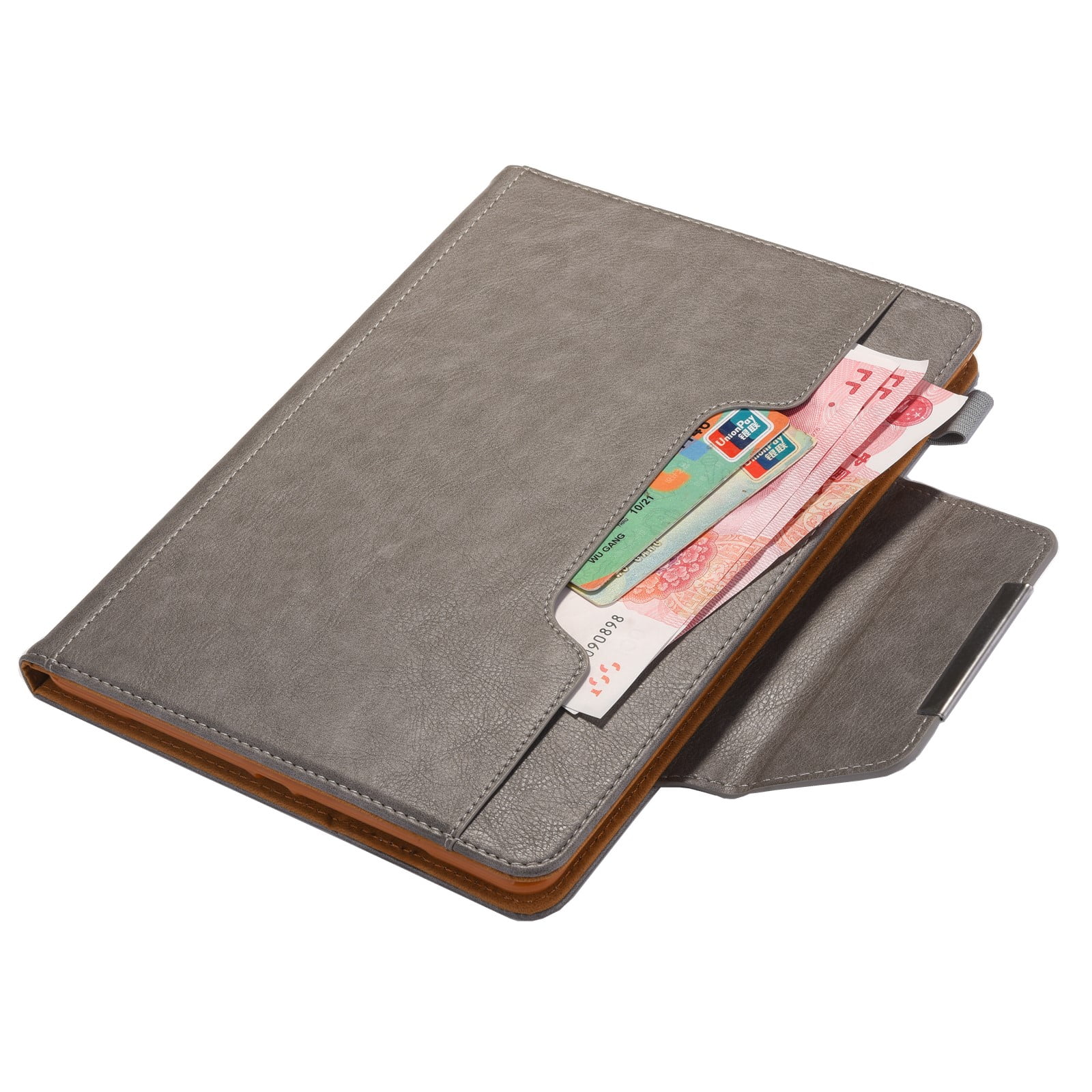 TECH CIRCLE for Apple iPad Pro 13-Inch M4 Case 2024, PU Leather Folio Case with Auto Sleep Wake & Stand Function, Built-in Pencil Loop & Card Slots & Pocket, Protective Durable Slim Cover, Gray