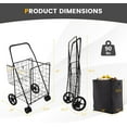thumbnail image 6 of Folding Shopping Cart with Wheels, 27 Gal Grocery Cart with Oxford Liner Bag & Double Basket, 330 LBS Weight Capacity, Portable Granny Cart Shopping Cart for Market Laundry (Black), 6 of 9