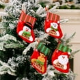 thumbnail image 3 of QHUDLV 4PCS Christmas Red Sock Gift Bags Xmas Snowman Stocking Bags Cute Treat Bags with Red Hanging Loop Party Favors Stockings for Home Party Favors, 3 of 9