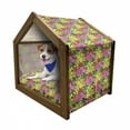 thumbnail image 1 of Flower Pet House, Blooming Hibiscus in Colorful Design with Green Foliage on Yellow Tropical Summer, Outdoor & Indoor Portable Dog Kennel with Pillow and Cover, 5 Sizes, Multicolor, by Ambesonne, 1 of 5