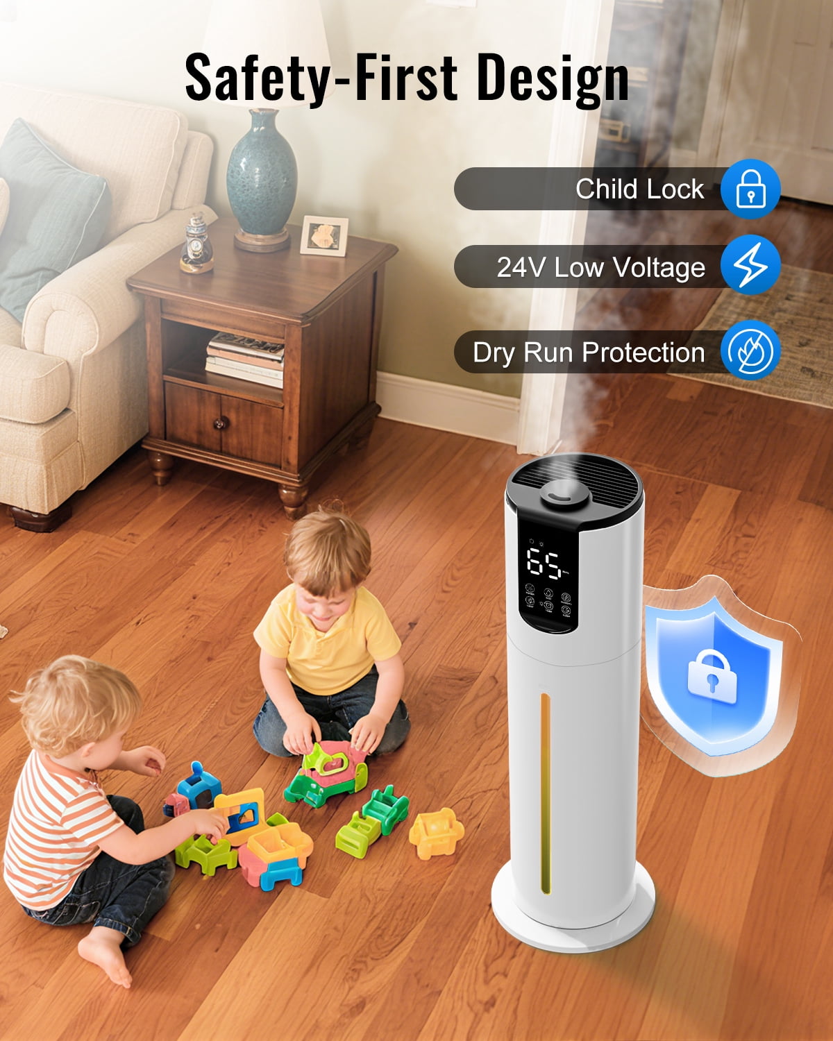 LACIDOLL Humidifiers for Large Room, 2.1Gal 8L Top Fill Humidifier with Essential Oils Tray, Easy to Clean Humidifier with Fully Washable Parts