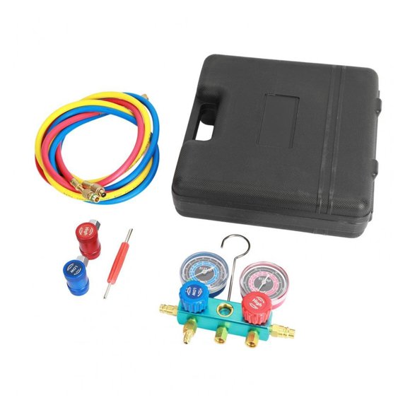 Dual Gauges Refrigerant Meter with 3 Hoses Air Conditioning Auto Metal Manifold Gauge Set ,Easy to Operate