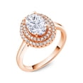 thumbnail image 2 of Gem Stone King 18K Rose Gold Plated Silver Oval White Moissanite Halo Engagement Ring for Women (2.70 Cttw, Gemstone Birthstone, Oval 8X6MM, Size 9), 2 of 5