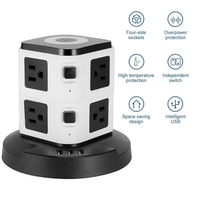 SUPERDANNY Power Strip Tower 15W Magnet Wireless Charger 6.5Ft