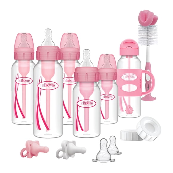 Set de regalo de biberones Dr. Brown's anticólicos rosa