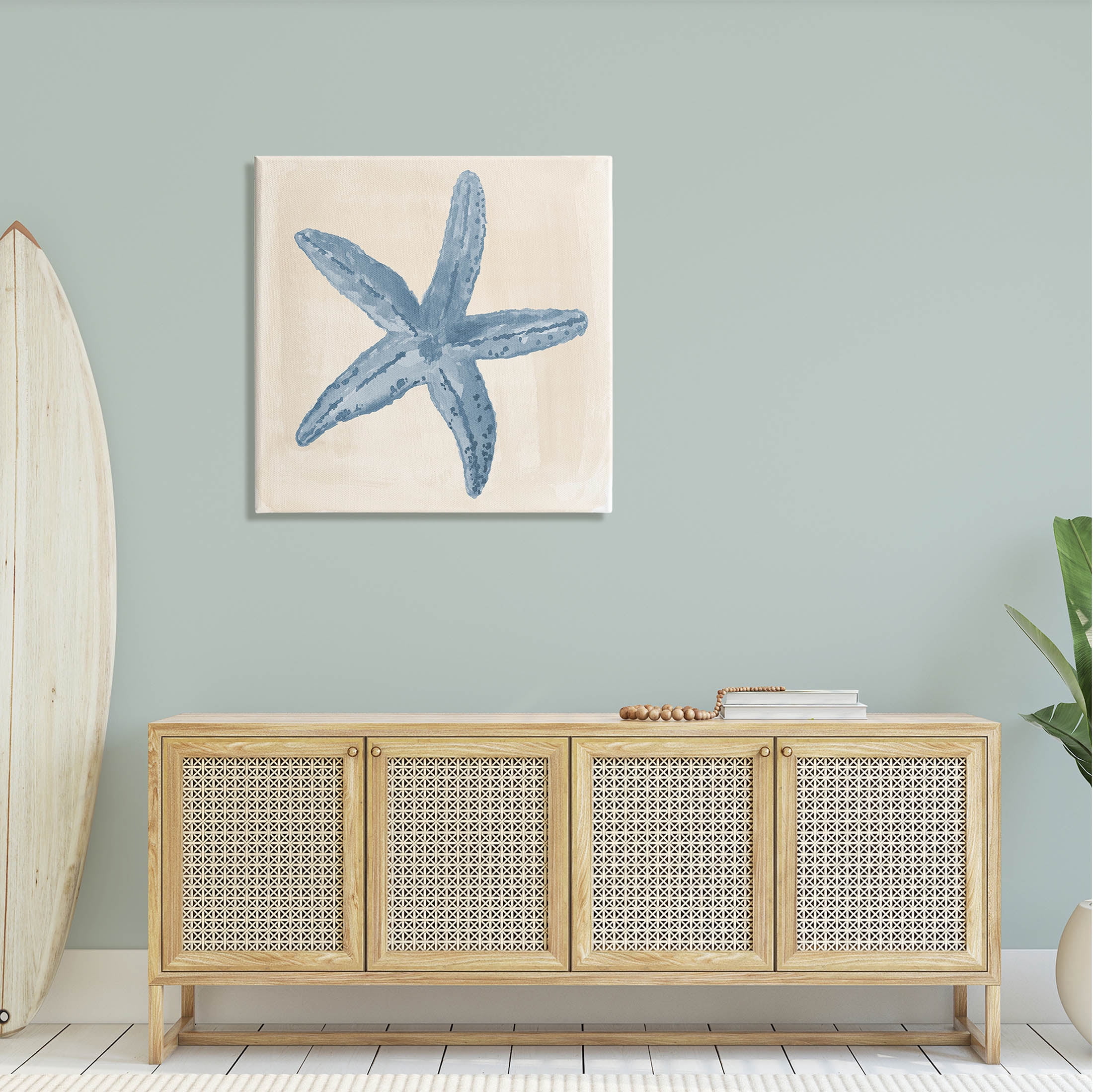 Blue Starfish Nautical Summer Animals & Insects Graphic Art Gallery Wrapped Canvas Print Wall Art