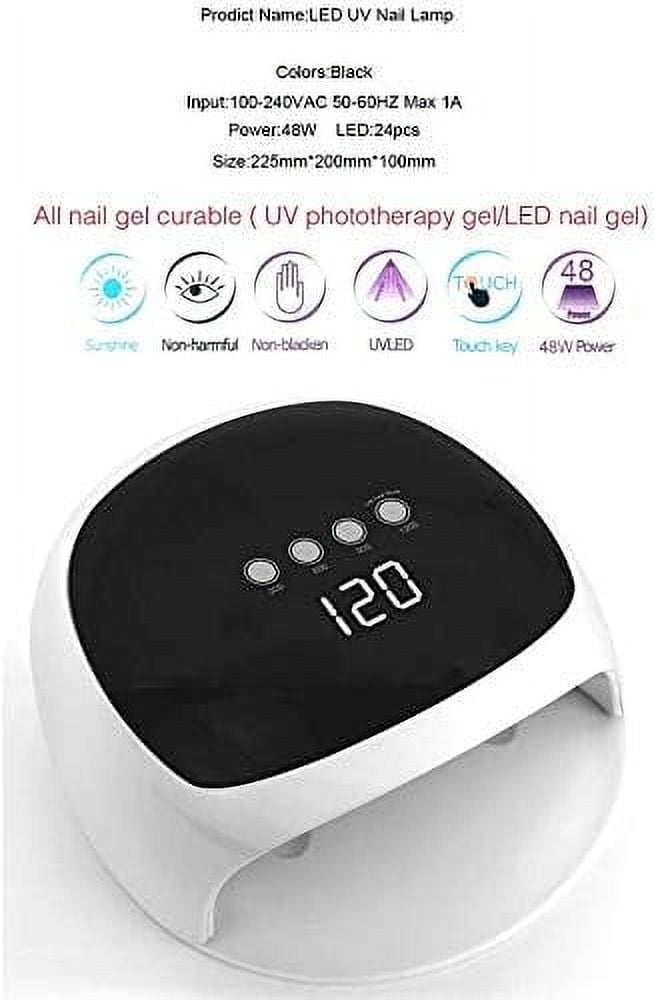 LED Nail Lamp 48W Nail Dryer Led Gel Nail Polish Lamp for Quick Drying LED Gel Polish with 4 Timer/Large LCD Display