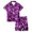 1-Purple, variant on Shadoumai Halloween Pajamas for Button Down Ghost Print Button Down Short Sleeve Pjs Silk Tops and Shorts Comfortable Home Outfit 2 Piece Outfits for