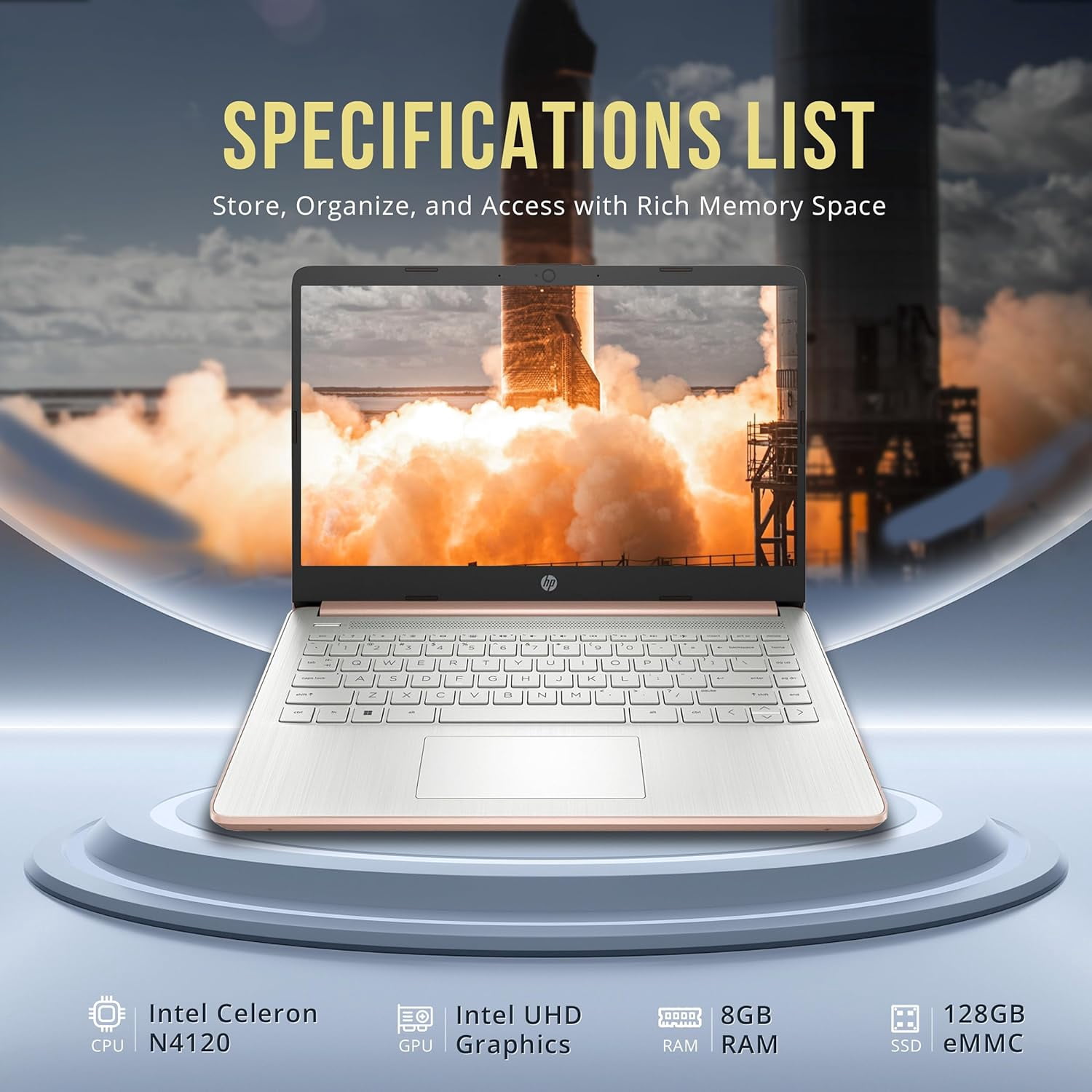 HP Stream 14 Inch Laptop, HD BrightView, Intel Celeron N4120, 16GB RAM, 128GB eMMC, 1TB Cloud Storage, Free AI-Powered Microsoft 365, Windows 11 S,USB-C, WiFi, 720p Webcam, with 5ave Accessories