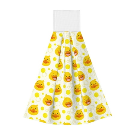 

Zufioo Ducky Cartoon Print Coral Fleece Velcro Hand Towel Hangable Absorbent Hand Towel Suitable for Kitchen Bathroom Household Items