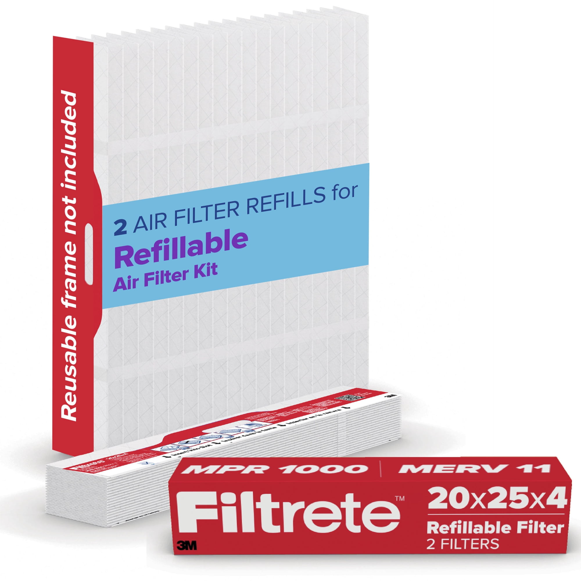 Filtrete 20x25x4 Replacement Air Filters, MPR 1000 MERV 11, Allergen Defense, 2 Pack
