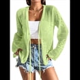 thumbnail image 1 of Cárdigan Informal de Playa para Mujer, de Larga, con Aberturas y Lazo Frontal de Crochet. Verde L, 1 of 7