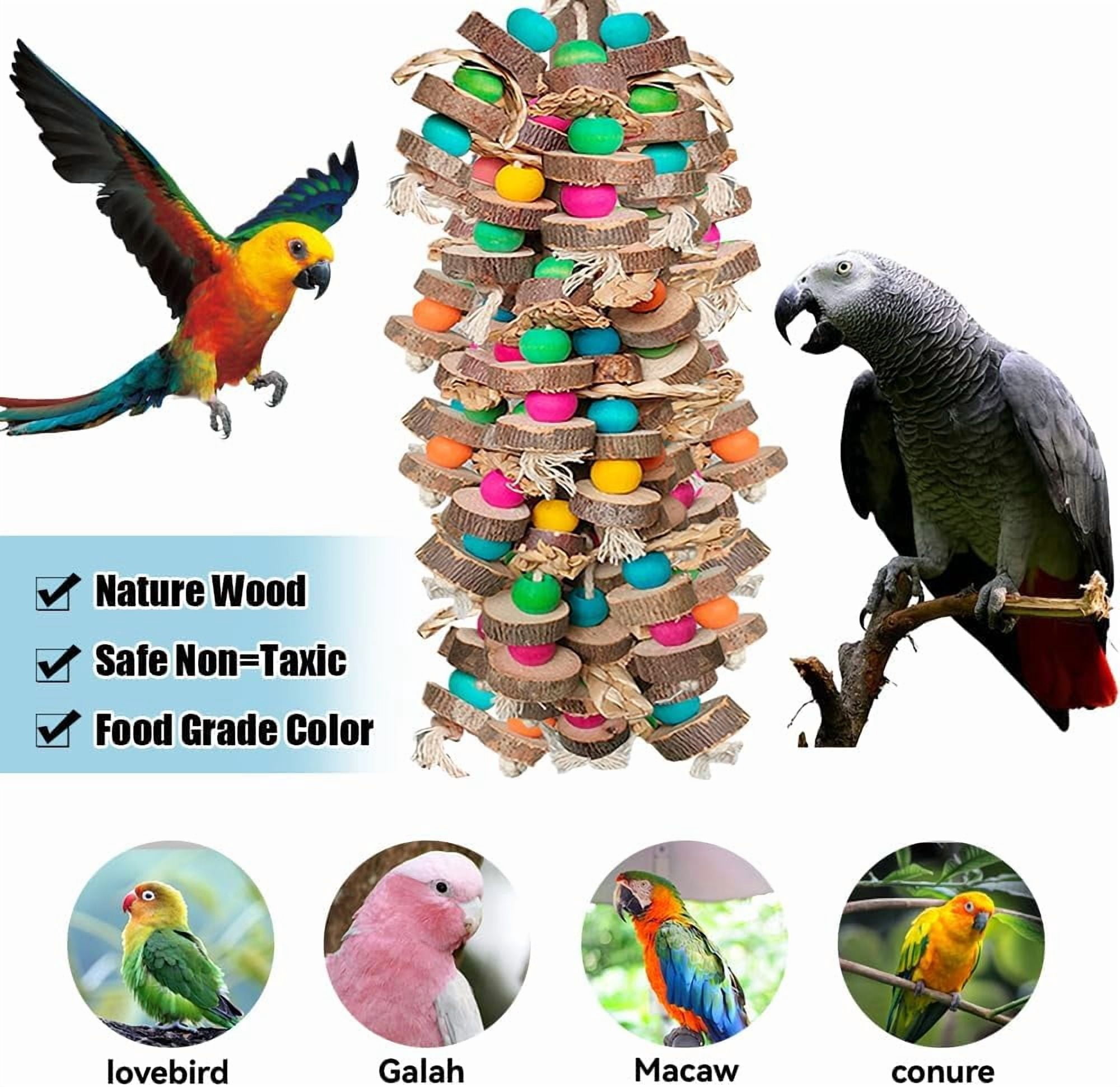 Bird Toys, Multicolored Wooden Blocks Chewing Toy for Parrot Cage