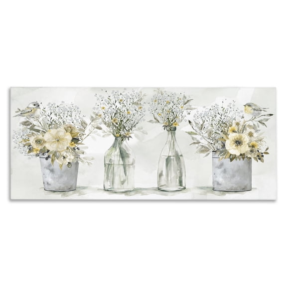 Stupell Industries Shabby Chic Songbirds with Floral Bouquets Canvas Art, 24 x 10, by Carol Robinson