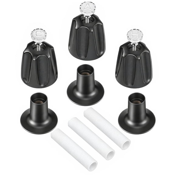 Lsupdaol Bathtub and Shower 3 Handle Remodel Trim Kit Compatible with Pfister Verve Tub Shower, Faucet Knob Replacement Include 1 Hot 1 Cold 1 Diverter and 3 Flanges (Matte Black)