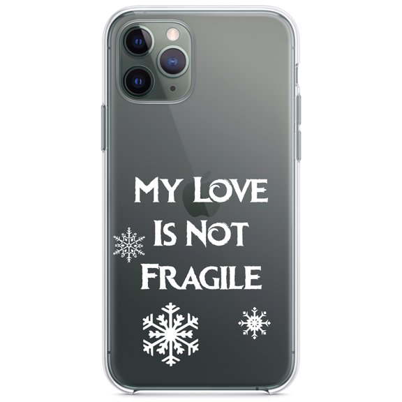 DistinctInk Clear Shockproof Hybrid Case for iPhone 13 (6.1" Screen) - TPU Bumper Acrylic Back Tempered Glass Screen Protector - My Love Is Not Fragile - Snow Flakes