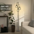 thumbnail image 5 of JURULU 70 inch Dimmable Floor Lamp, 3 x1000 LM Bulbs, Elegant Birdcage-Style Industrial Farmhouse Standing Tree Lamp, Perfect for Living Room, Bedroom, Office, Dining Room Decor - Black, 5 of 11