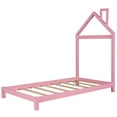 thumbnail image 5 of Kacho Twin Size Kids Bed with House-Shaped Headboard, Toddler Floor Bed with Solid Wood Slats, Twin Platform Bed Frame for Girls Boys, Wood Twin Bedframe, No Box Spring Needed, Pink, 5 of 7