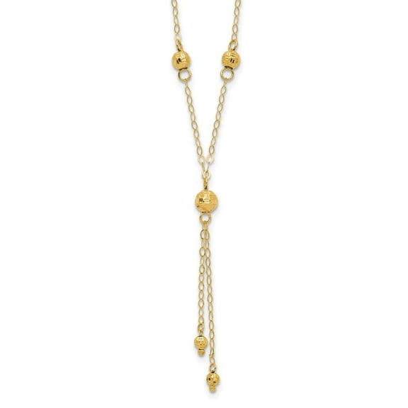 Auriga Fine Jewelry 14K Yellow Gold Bead Lariat Necklace 16inch for Women