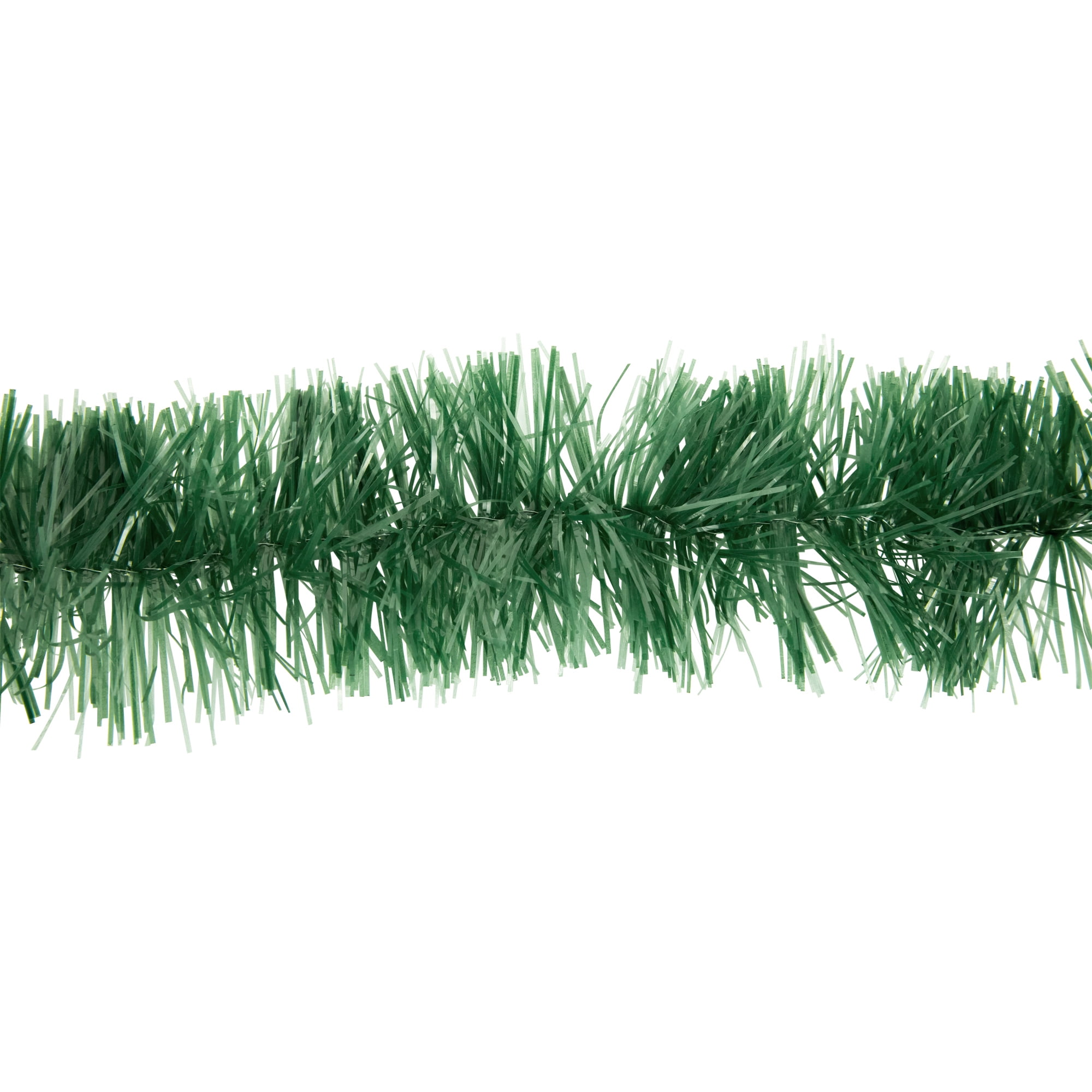50' Festive Xmas Green Christmas Tinsel Garland - Unlit - 8 Ply