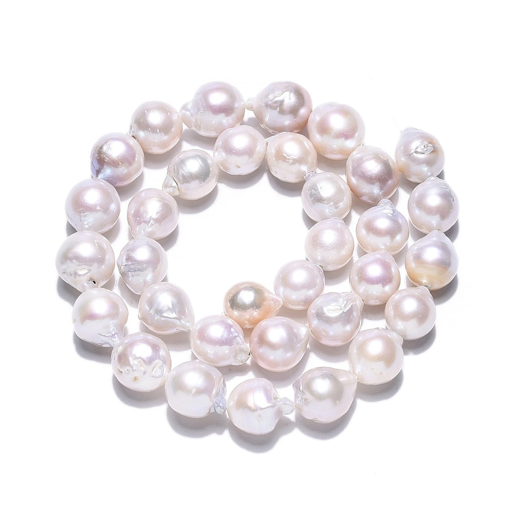 1strand Baroque Pearl Keshi Pearl Beads Strands Cultured Freshwater Pearl Oval Creamy White 10.5~13x9.5~11.5x9.5~12mm Hole: 0.6mm about 33pcs/strand 16~16.14''(40~41cm)
