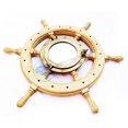 thumbnail image 2 of Wooden Ship Wheel Pine Wood - Mounted Solid Brass Antique TB Porthole Mirror - (48 Inches), 2 of 6