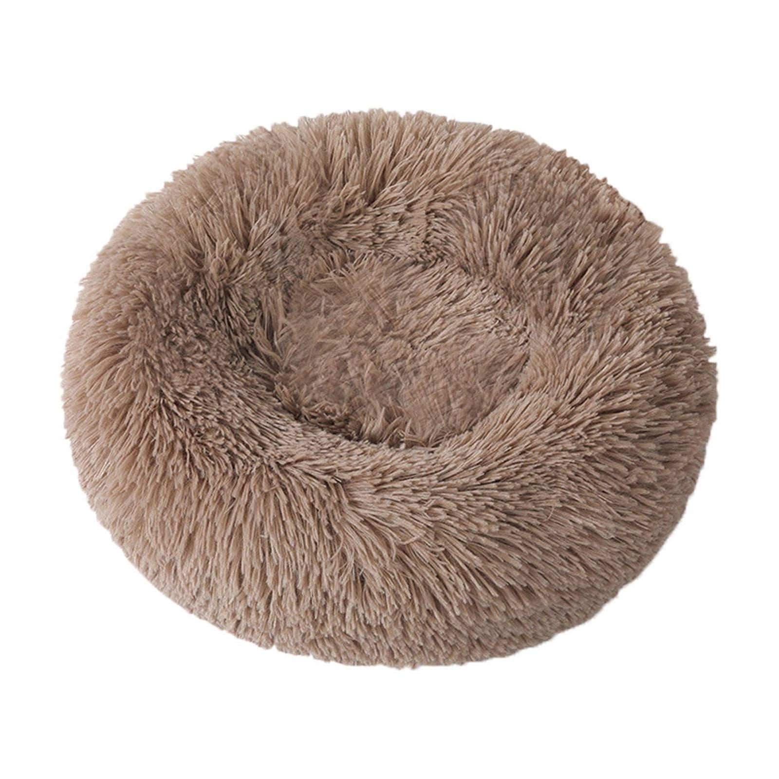 ICQOVD Deep Sleep Round Fleece Pet Bed for Small Medium Pets Up To 8kg Soft Sleeping Cushion All Season Cozy Rest Bed 23.62x23.62x3.94IN