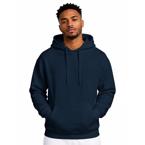 Men's Hoodies Pullover Fall Winter Fleece Lined Hoodie Casual Long Sleeve Drawstring Hooded Sweatshirts with Kanga Pocket Navy M