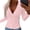 Pink, variant on Women Autumn Solid Color Tops Deep V-neck Long Sleeve Blouse Elegant Slim Fit Buttons Decor Ribbed Pullover Tops