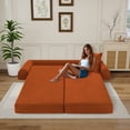 thumbnail image 2 of VFD Compression Sofa - 3 Seats Convertible Floor Sofa Bed - with Pillow Back Support Armrest - Comfy Foldable Sofa Bed Compressed Sofa in Box - Corduroy Fabric - for Living Room Bedroom, 2 of 11