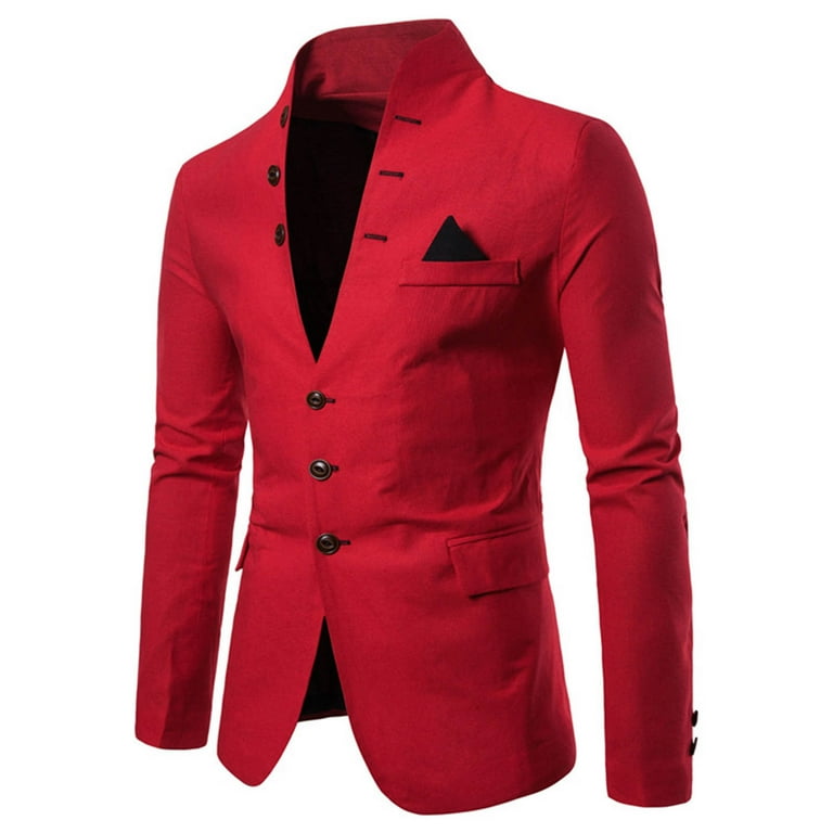 QIPOPIQ Clearance Men's Suits New Solid Color Single Two Button Slim Fit  Mens Formal Blazer Suit Jacket 