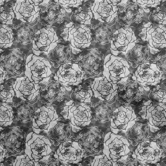 oneOone Polyester Spandex Gray Fabric Asian Batik Floral Fabric For Sewing Printed Craft Fabric By The Yard 56 Inch Wide