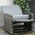 thumbnail image 3 of Outdoor Swivel Recliner Chair, Patio Chairs Wicker Swivel Rocker with Reclining Backrest, Lifting Footrest, 360° Rotating Basic and Water Resistant Cushions, Rocking Chair for Patio, Grey, 3 of 7