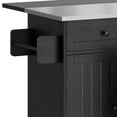 thumbnail image 6 of Craftian Kitchen Island Cart with Wheels & Stainless Steel Drop Leaf Tabletop, Black, 6 of 8