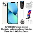 thumbnail image 1 of Restored Apple iPhone 13 128GB Starlight Fully Unlocked Bundle: LED Wireless Speaker, Bluetooth Headphones, Screen Protector, Wireless Charger, & Phone Stand (Refurbished), 1 of 9