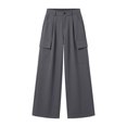 thumbnail image 6 of Women's Wide Leg Cargo Dress Pants High Rise Pleated Casual Suit Trousers Multi Pockets Work office Slacks with Pockets Fashion Bottoms Gray, 6 of 6