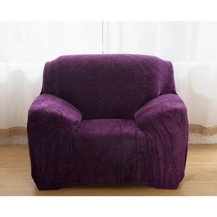 XmhyTop-A Purple Stretch Couch Cover, 1-Seater Plush Sofa Cover, Furniture Protector, Fitted Couch Slipcover, 1 Piece