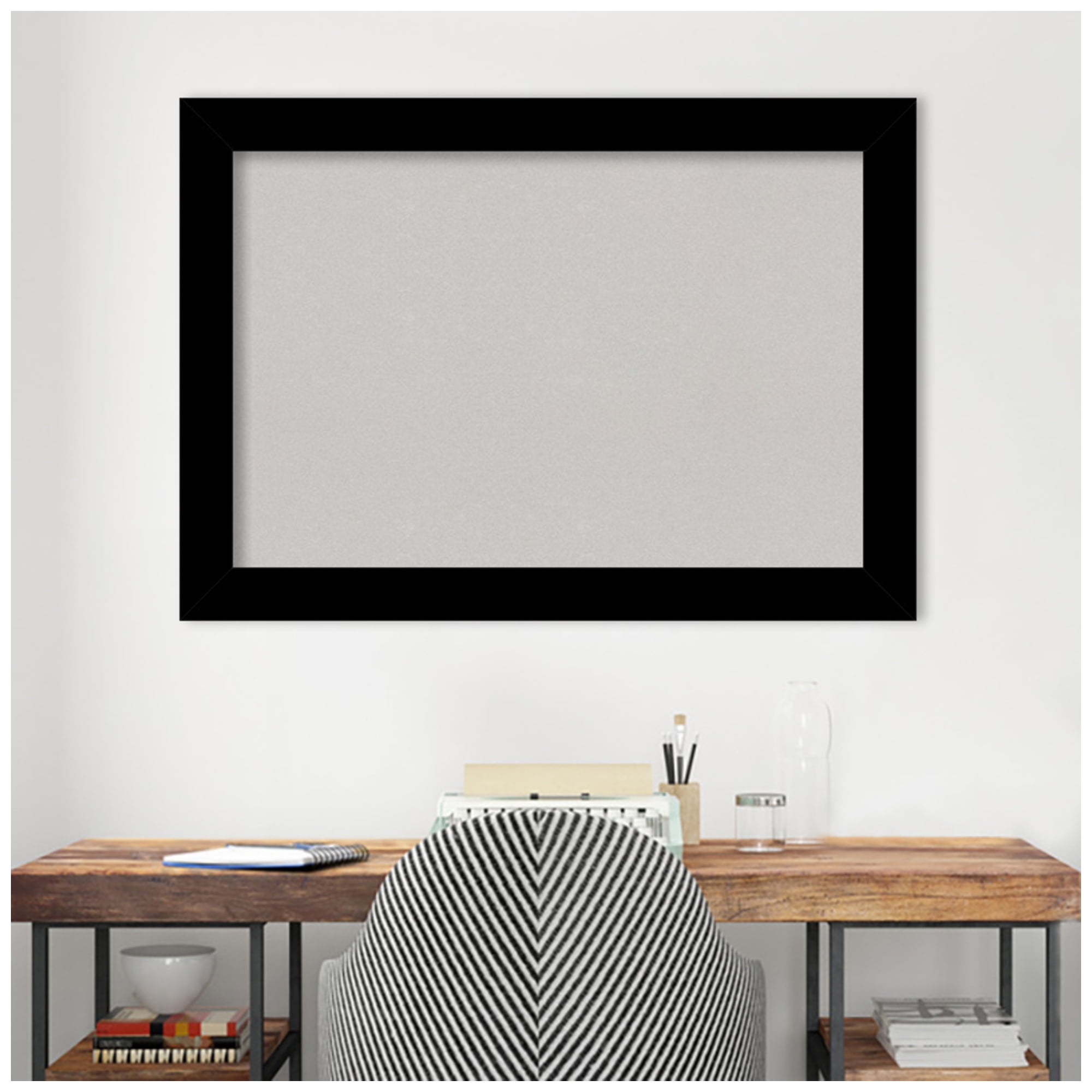Amanti Art Grey Cork Board Wood Framed Basic Black Bulletin Board 41 in. x 29 in.
