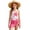 &&-Pink1650, variant on Kiijoy Girls Flower Print One Piece Swimsuit with Cover Up Skirt Bathing Suit, Sizes 12-16