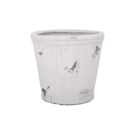 Terracotta Round Pot White-11.00"H