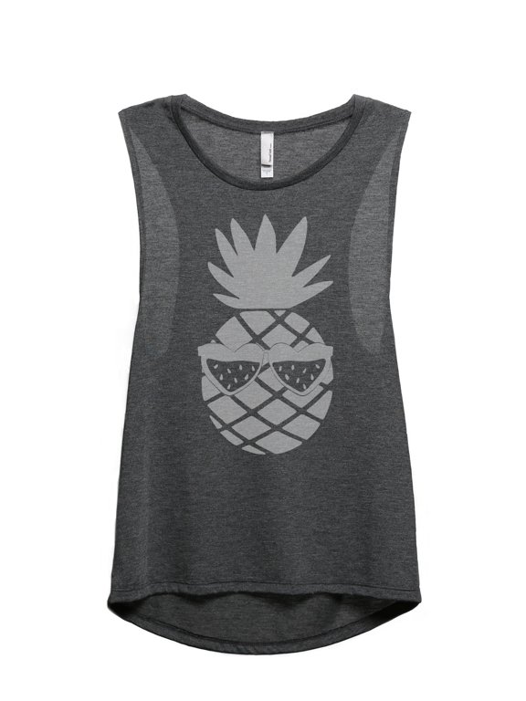 Pineapple Watermelon Sunglasses Women's Sleeveless Muscle Tank Top Charcoal Medium