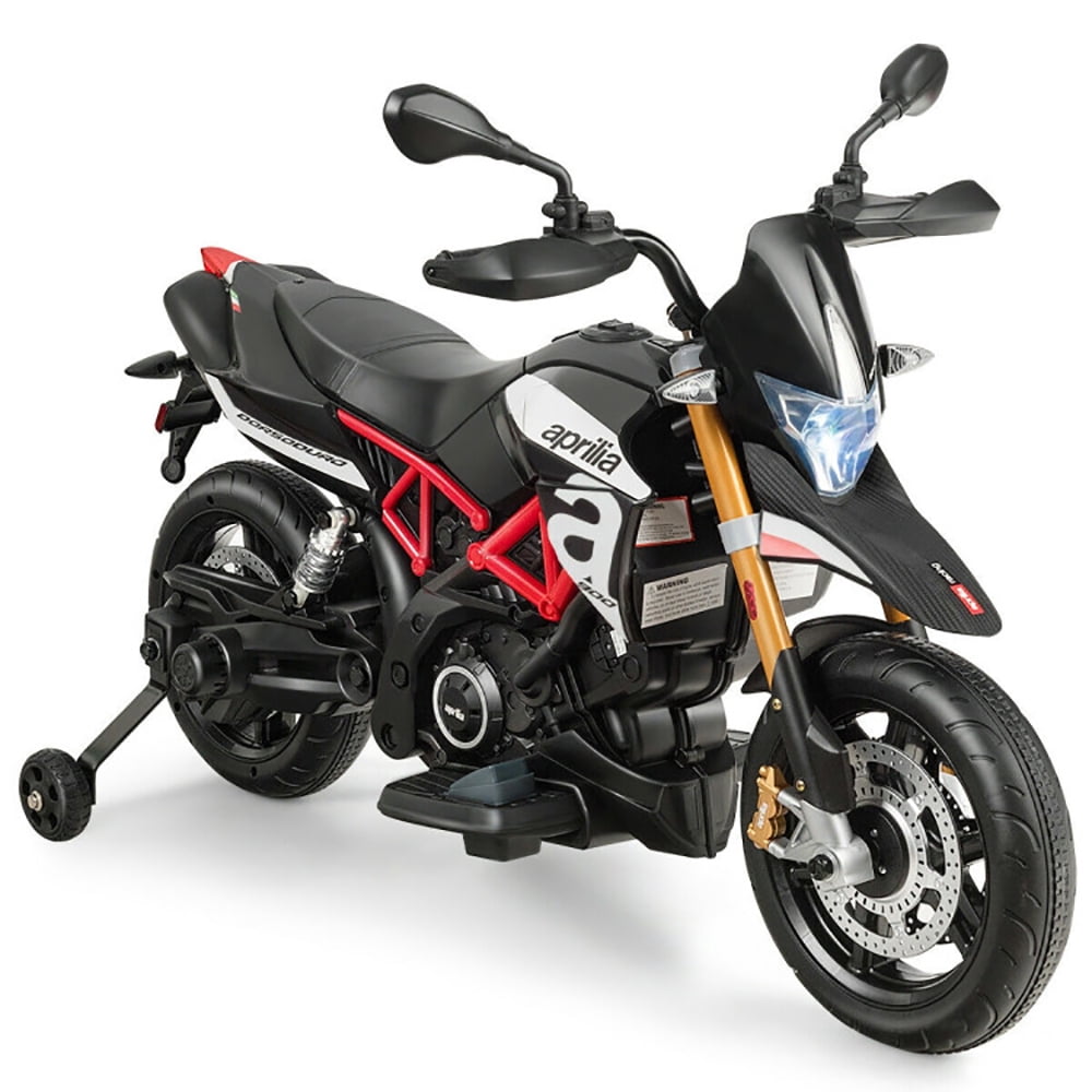 CIPACHO 12V Kids Ride-On Motorcycle Aprilia Licensed with Sounds and Music, Battery Powered Motorbike for Kids Ages 3+, Black