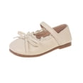 thumbnail image 3 of Viluyesy Girls' Dress Flats - Big Kids Spring Summer Leather Bow Shoes School Party Wedding Beige Size 9.5, 3 of 9