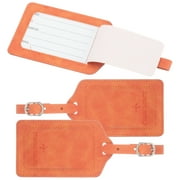 Labels 3 Pcs Luggage Tags for Women Orange Bags Pu Leather Travel