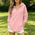 thumbnail image 2 of CAIVO Women Hoodies Oversized Long Sleeve Hoodied Sweatshirt Quarter Zip Up Hoodies Pullover Curved Lightweight Oversized Fashion Fall Win Solid Color Vacation Tops, 2 of 5